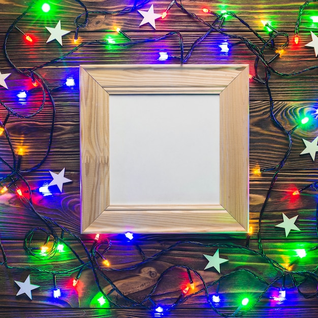 Free Photo frame and colorful string lights