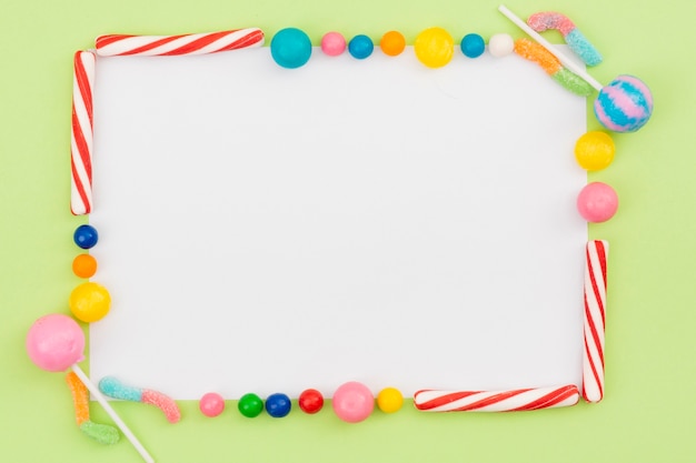 Frame created out of sweet candies