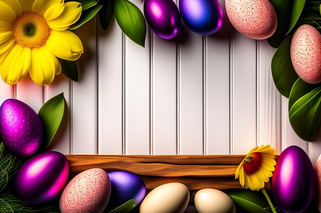 A frame with colorful easter eggs on it