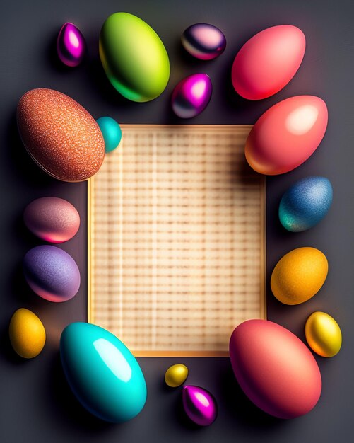 A frame with easter eggs in the middle