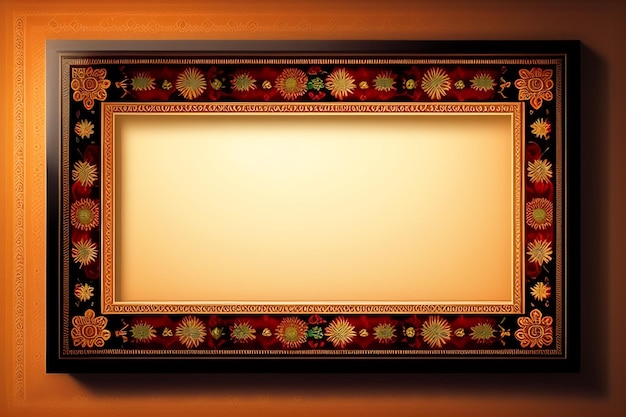 Free photo a frame with a floral pattern on it