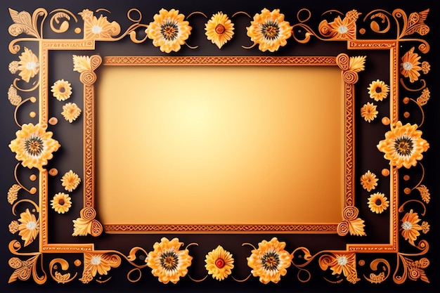 Free photo a frame with flowers on it