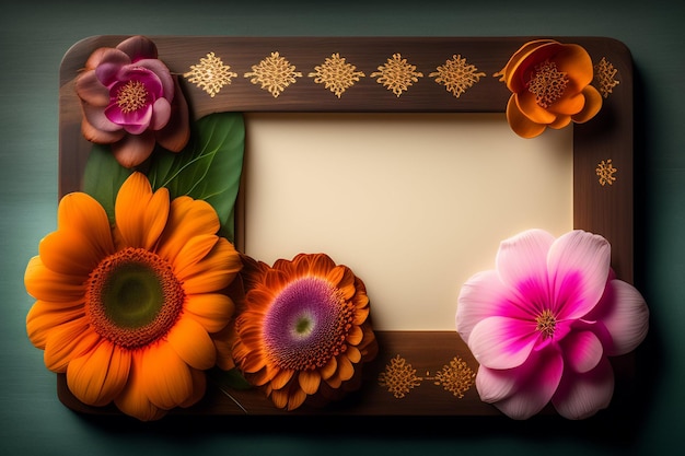 Free Photo a frame with flowers on it