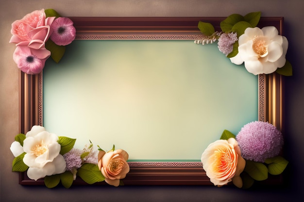 Free photo a frame with flowers on it