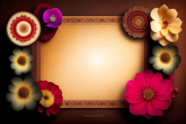 A frame with flowers and a place for text