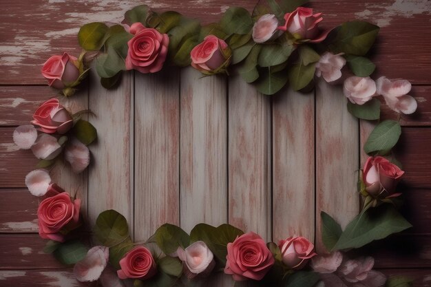 Free photo a frame with pink roses on it