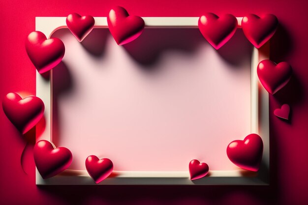 Free photo a frame with red hearts on it