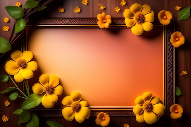 A frame with yellow flowers on it