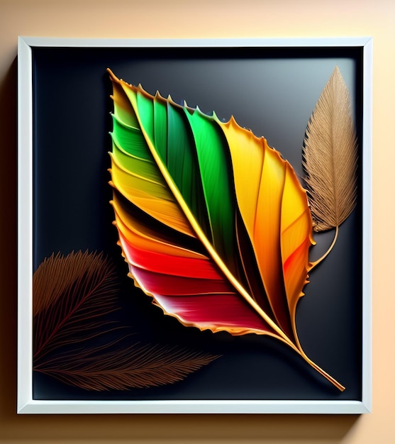 Free Photo a framed art piece with the colors of the leaves are colorful.