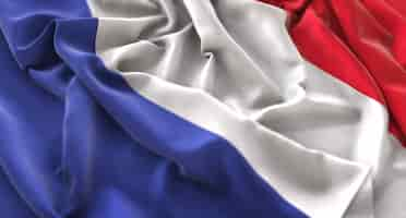 Free photo france flag ruffled beautifully waving macro close-up shot