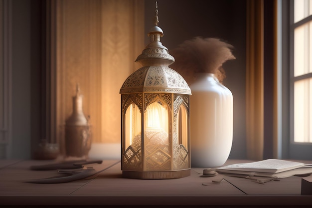 Free photo free photo background ramadan kareem eid mubarak royal moroccan lamp mosque with fireworks