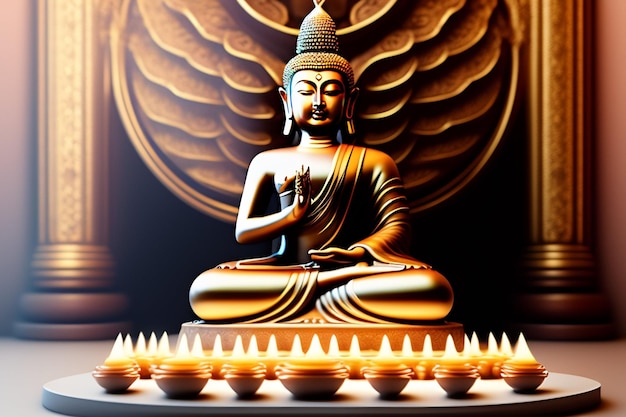 Free photo free photo gautum buddha vesak purnima statue symbol of peace background