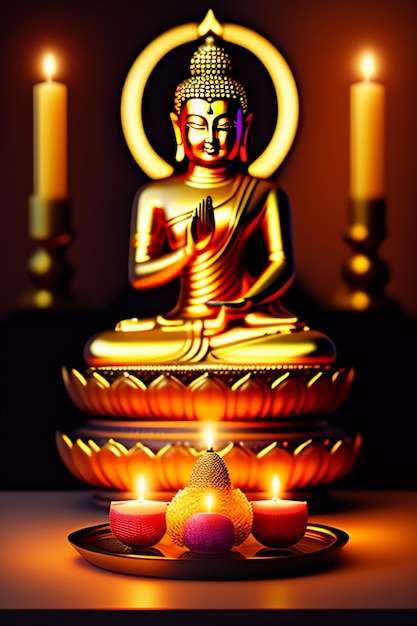 Free photo Gautum Buddha Vesak Purnima Statue Symbol of Peace Background