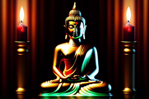 Free photo Gautum Buddha Vesak Purnima Statue Symbol of Peace Background