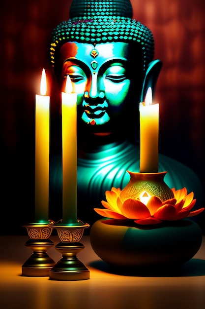 Free photo free photo gautum buddha vesak purnima statue symbol of peace background