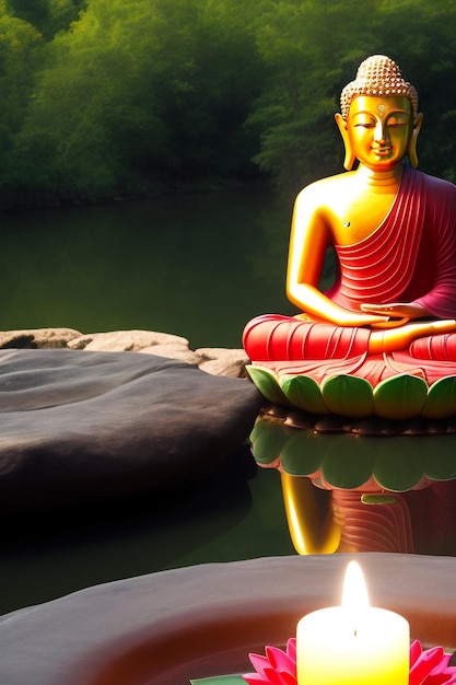 Free photo free photo gautum buddha vesak purnima statue symbol of peace background