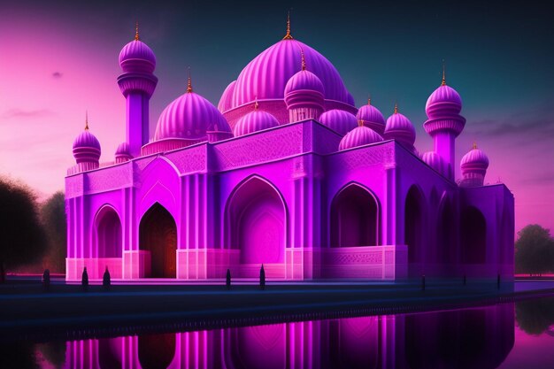 Free Photo Ramadan Kareem Eid Mubarak pink mosque