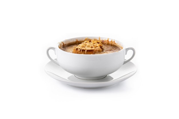 Free photo french onion soup isolated on white background