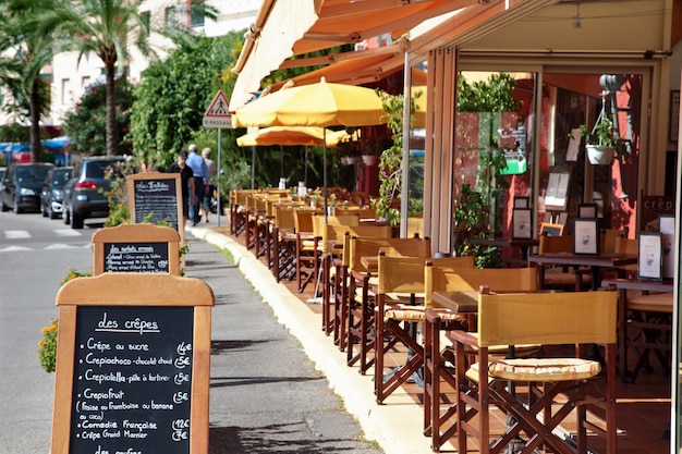 Free photo french restaurant scene with menu board