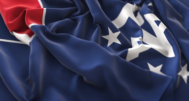 French Southern Flag Ruffled Beautifully Waving Macro Close-Up Shot