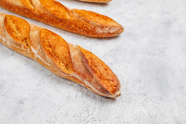 Fresh baked homemade baguette bread.