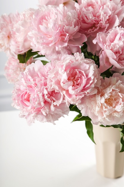 Fresh beautiful peony flowers in a vase