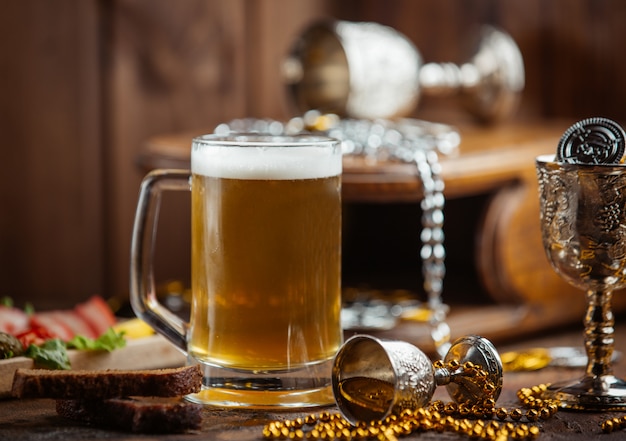 Fresh beer mug on the table