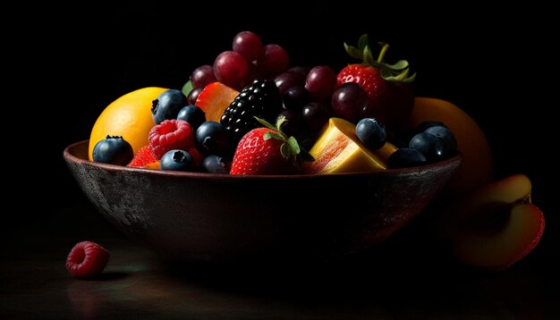 Fresh berry fruit bowl a healthy gourmet snack generated by AI