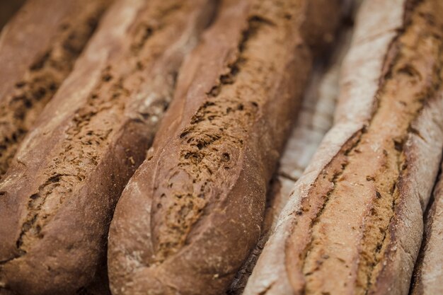 Fresh bread on the counter in the store