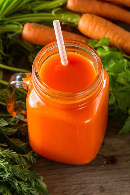 Fresh carrot smoothie with parsley