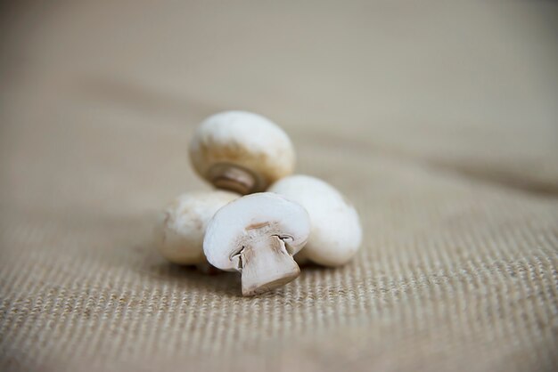 Fresh champignon mushroom vegetable in the kitchen 