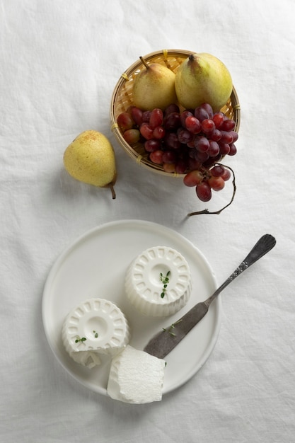 Free photo fresh cheese on table  arrangement