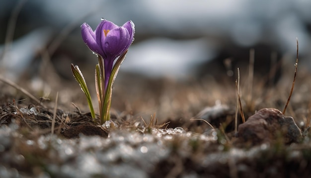 Free photo fresh crocus blossom beauty in nature growth generated by ai