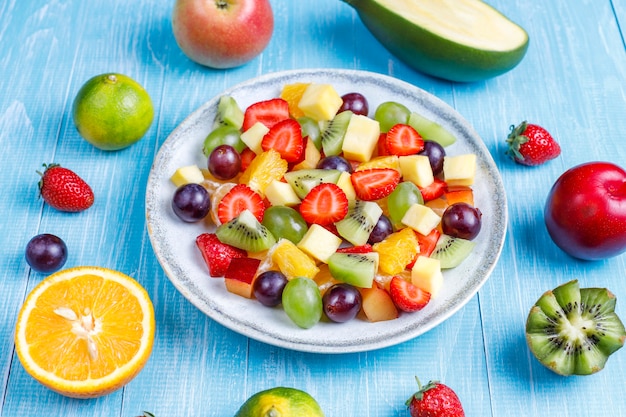 Fresh fruit and berry salad,healthy eating.