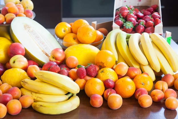 fresh fruits  in home kitchen