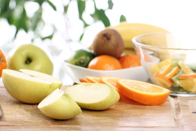 Fresh fruits on the kitchen table