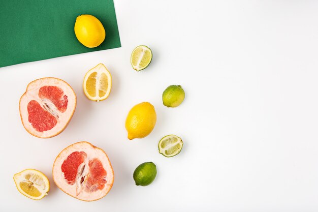 fresh fruits on white