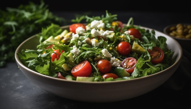 Fresh gourmet salad with organic leaf vegetables generative AI