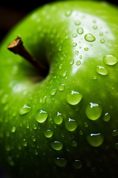 Free photo fresh green apple with water drops