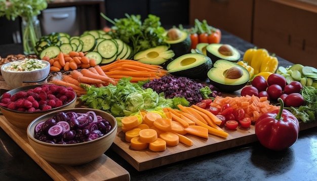 Fresh healthy salad with variety of vegetables generated by AI