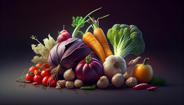 Fresh and healthy vegetables nature food generative AI