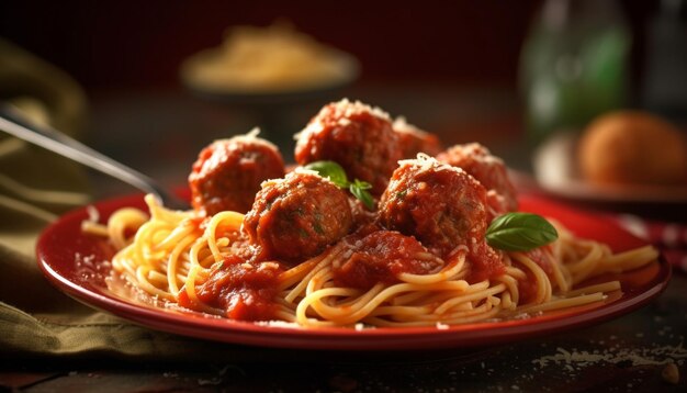 Fresh homemade bolognese pasta with parmesan cheese generated by AI