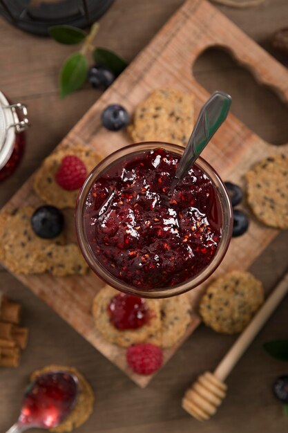 Fresh juicy homemade jam top view