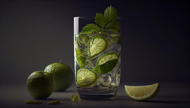 Free photo fresh lemon mojito cocktail with ice and mint generative ai