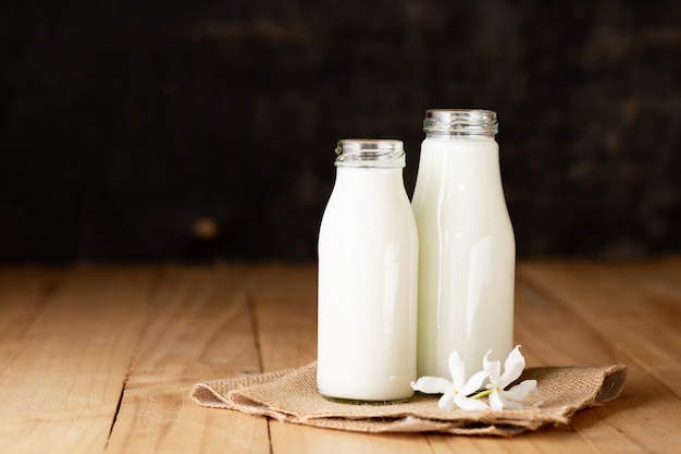 Free photo fresh milk bottle glass