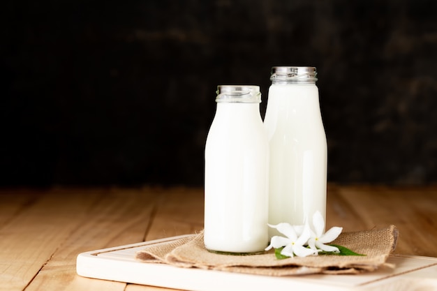 Free photo fresh milk bottle glass