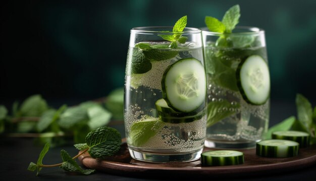 Fresh mojito cocktail with mint lime and ice generated by AI