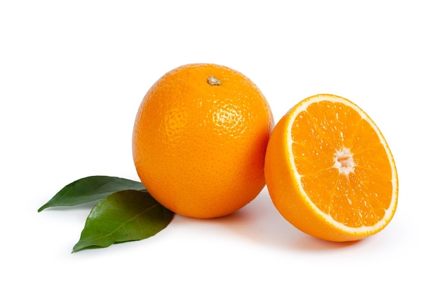 Fresh orange isolated on white background