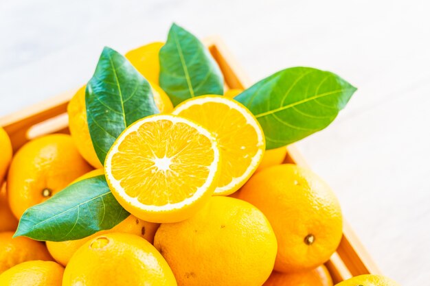 Fresh oranges fruit on table