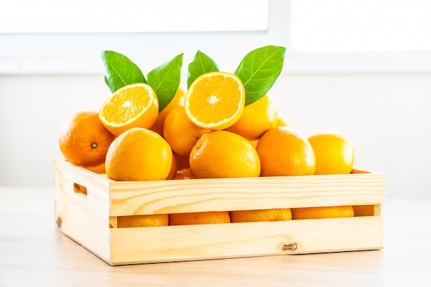 Fresh oranges fruit on table